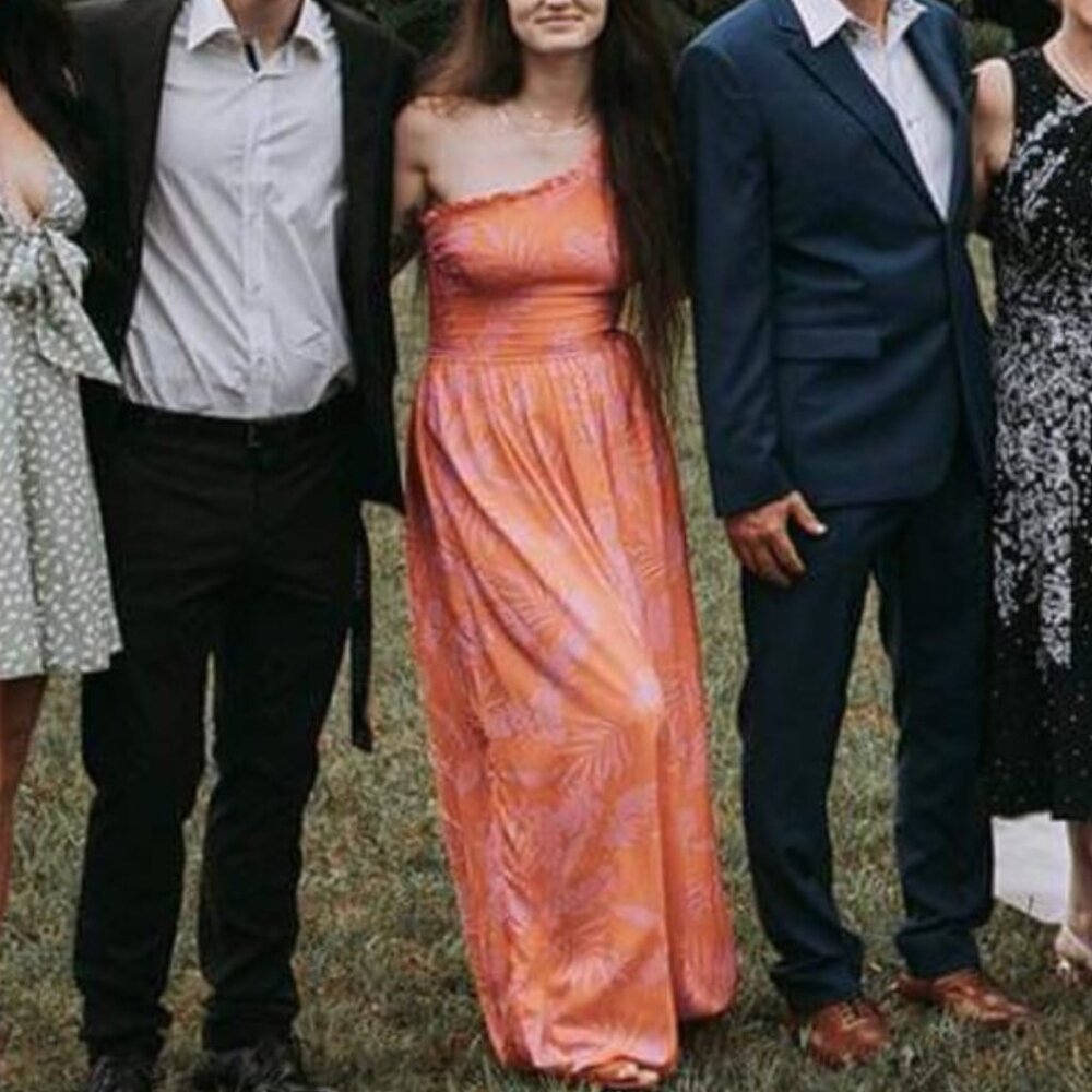 Japra Pink Floral Beach One Shoulder Dress